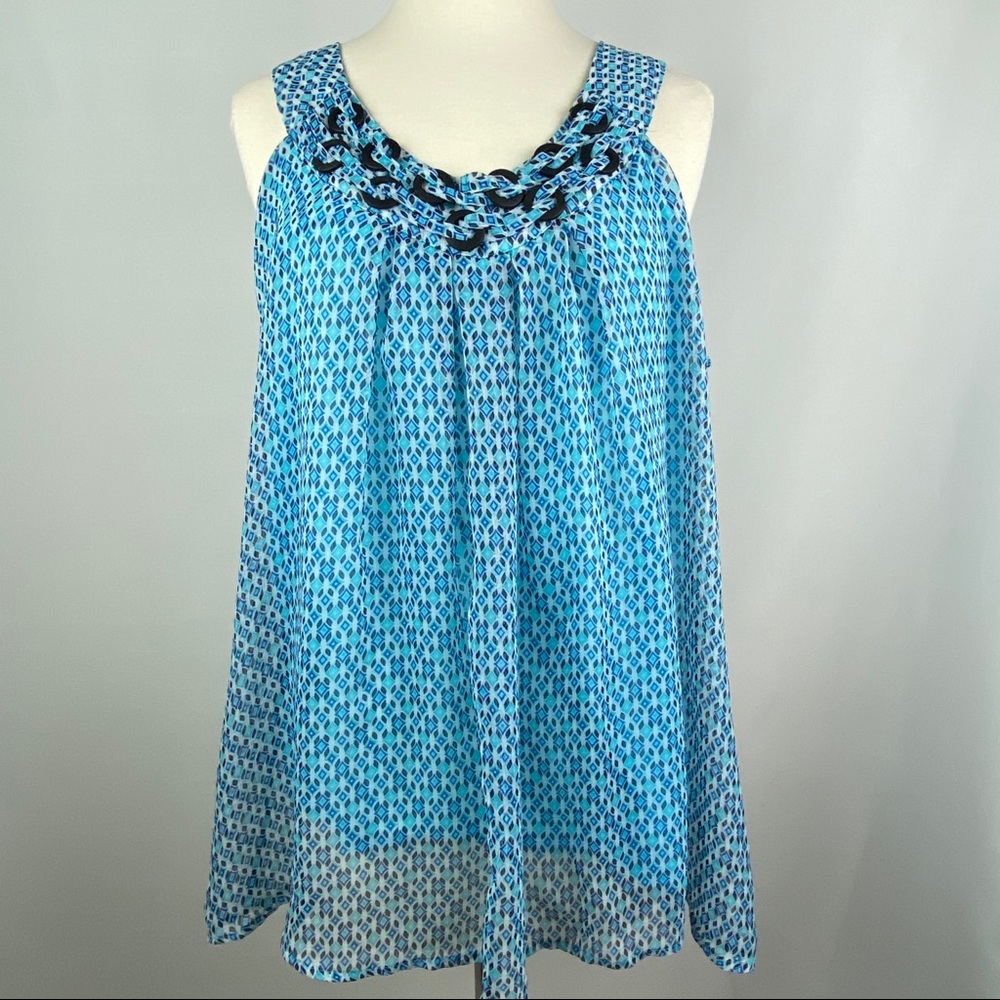 Zac & Rachel Blue Round Collar Blouse XL